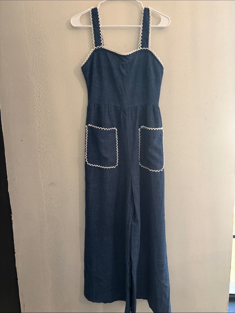 Cupshe Blue Denim Color Romoer with White Trim
